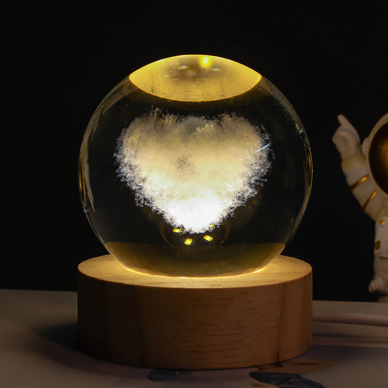 Luminous Starry Sky And Planets Moon Moon Crystal Ball Small Night Lamp Projection Ambience Light Creative Gift New Strange Gift